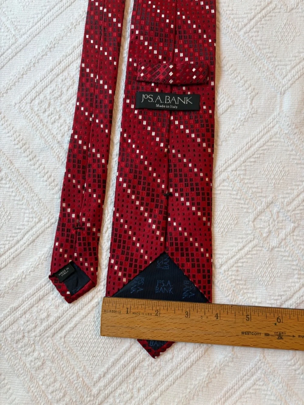 Jos. A. Bank Red Geometric Silk Tie - Made in Italy